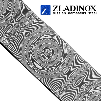 Damascus steel billet ZD-0801 ("big rose" pattern, 300 layers)