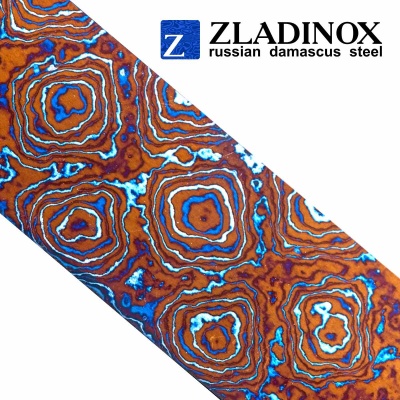 Zlati titanium damask billet ("pyramid" pattern, 100 layers)